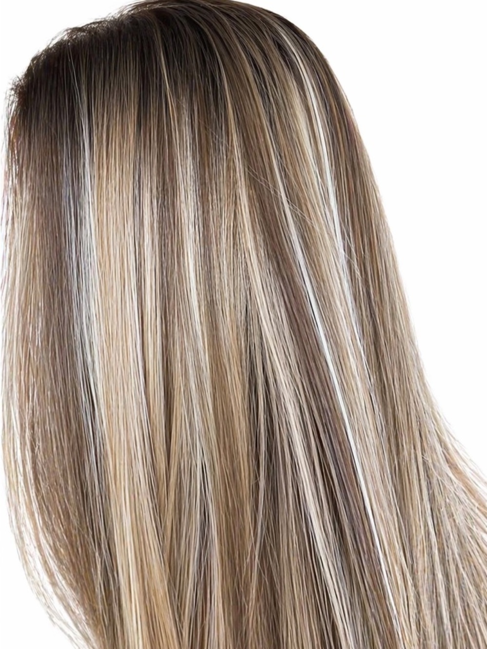 Multi-Tone Blonde Straight Wig Feathery Bangs – Natural Blonde Highlights